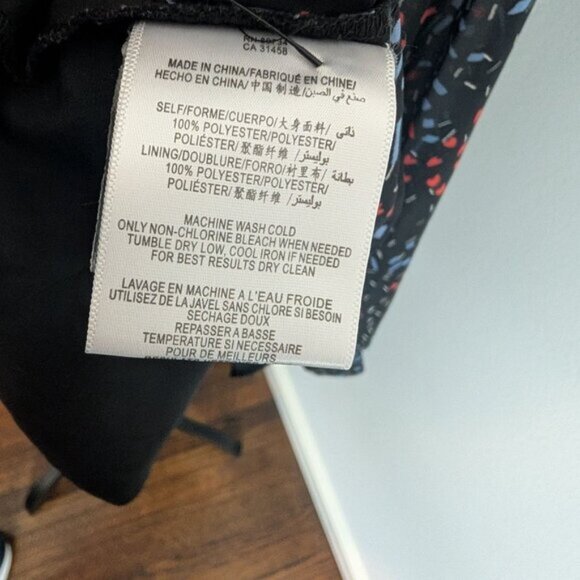 BCBGGeneration Black Printed Long Sleeve Dress w/ Studded Waist & Open Back - 2 - Picture 10 of 11